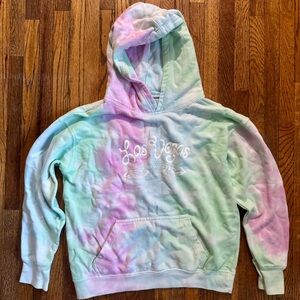 Girls Las Vegas Tie-Dye Hoodie – Size L (11/12) – Soft Pastel Rainbow - NWOT